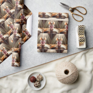 Maus mit rosa Robe und Slippers Geschenkpapier
