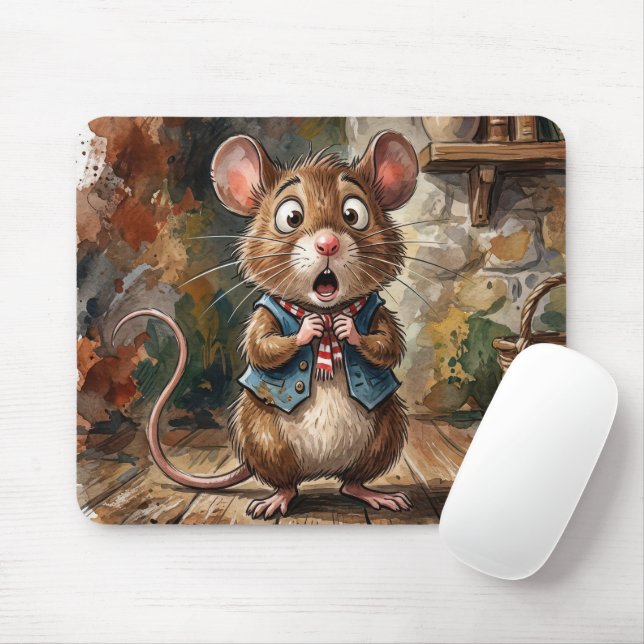 Maus mit überraschter Miene  Mousepad (Mit Mouse)