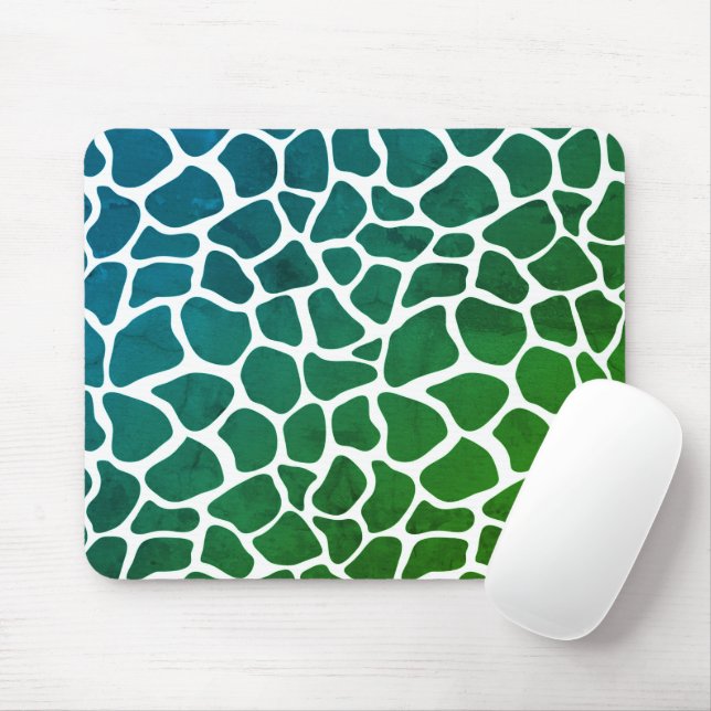 Maus-Pad - Animal Print Giraffe grün/blau Mousepad (Mit Mouse)