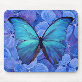 Maus Pad - Blaues Morpho/Hydrangea Mousepad
