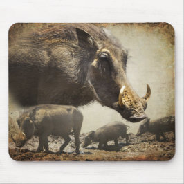 Maus Pad Warthog mit Babys aus Afrika Mousepad