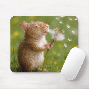 Maus pustet Löwenzahnsamen weg Mousepad