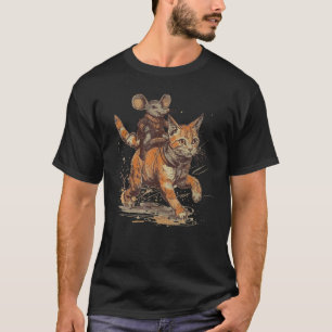 Maus reitet auf einer süßen Katze RPG-Abenteuer-Vi T-Shirt