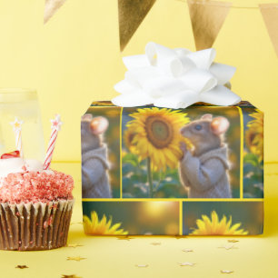 Maus riecht eine Herbstsonnenblume Geschenkpapier