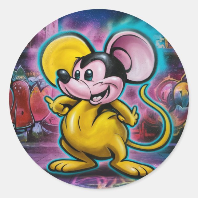 Maus Runder Aufkleber (Vorderseite)