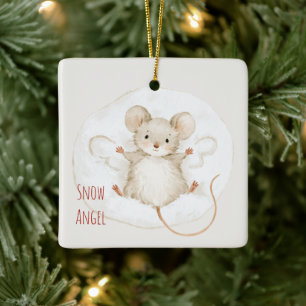 Maus Schnee Engel Winter Weihnachten Keramikornament