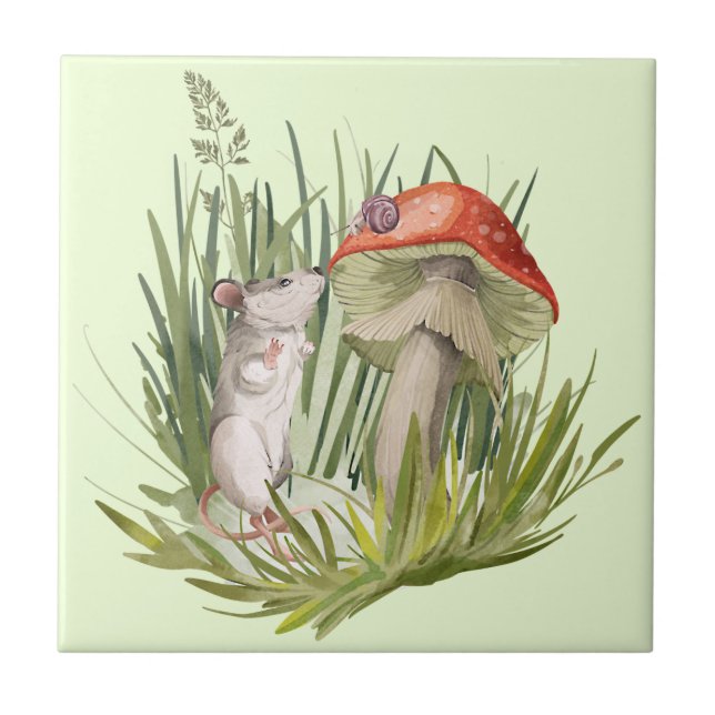 Maus spricht über Wasserfarbenkunst Fliese (Vorderseite)