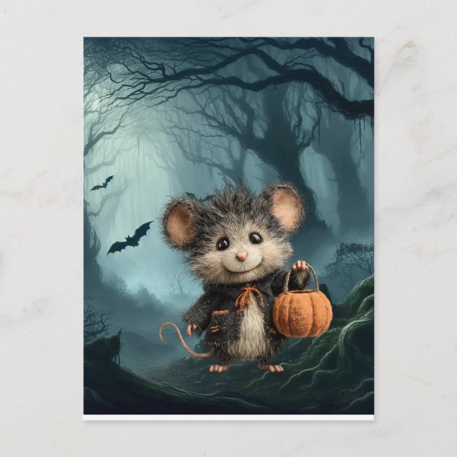 Maus-Trick oder Treater Halloween Postkarte (Vorderseite)