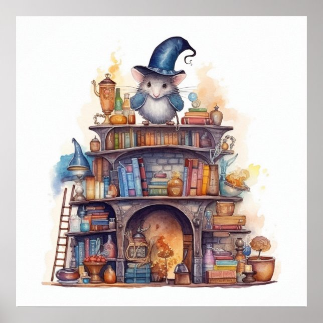 Maus über Büchern 4 Poster (Vorne)
