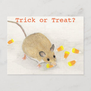Maus und Candy Corns Halloween Postkarte