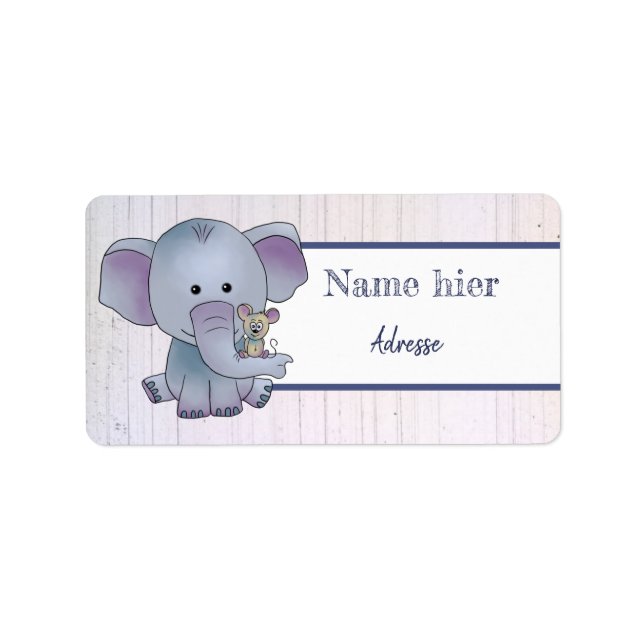Maus und Elefant Adressaufkleber (Vorne)