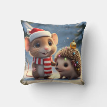 Maus und Igel Weihnachtskissen