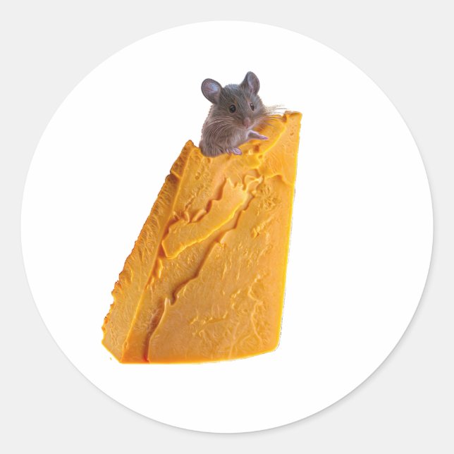 MAUS UND KÄSE AUF KLEINEN RUNDER AUFKLEBER (Vorderseite)