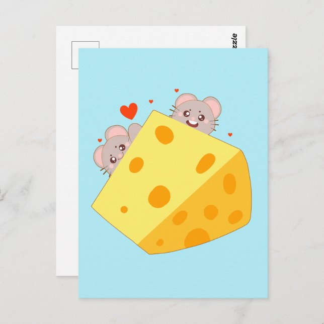 Maus und Käse Postkarte (Vorne/Hinten)
