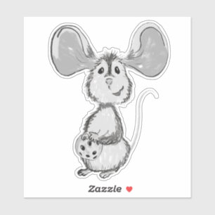 Maus und Keks Schwarz und Weiß Aufkleber