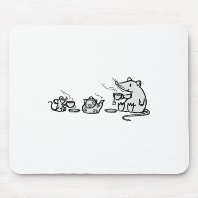 Maus und Ratte haben einen Aufkleber für ein Party Mousepad (Vorne)