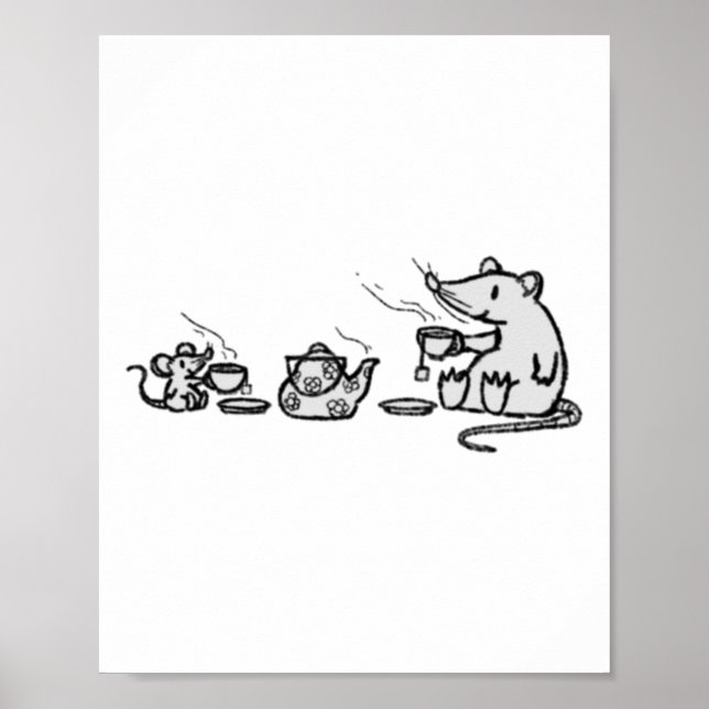 Maus und Ratte haben einen Aufkleber für ein Party Poster (Vorne)