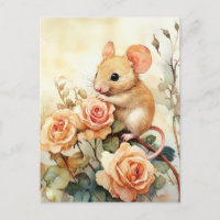 Maus und rosa Rosen