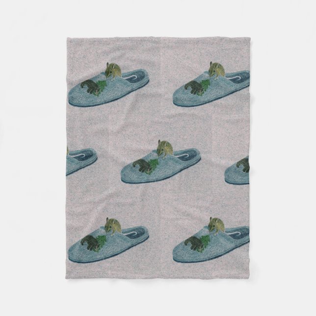 Maus und Slipper Fleecedecke (Vorderseite)