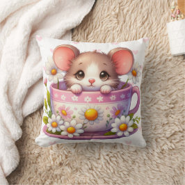 Maus und Teetasse Kissen