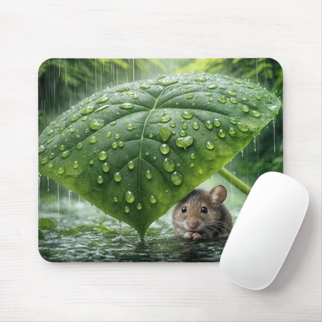 Maus unter einem nassen Blatt Mousepad (Mit Mouse)