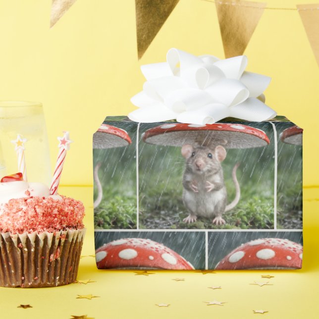 Maus unter einem Pilz Geschenkpapier (Geburtstagsparty)
