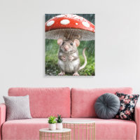 Maus unter einem Polka Dot Mushroom