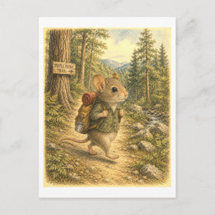 Maus-Wanderillustration Postkarte