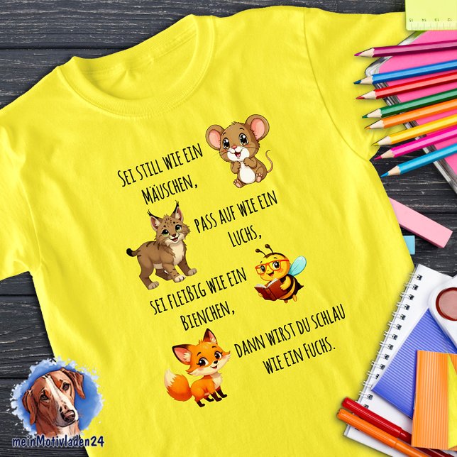 Mäuschen - Luchs - Biene - Fuchs | Schulanfang T-Shirt (T-Shirt zum Kitaabschluss und Schulanfang - Mäuschen, Luchs, Bienchen, Fuchs)