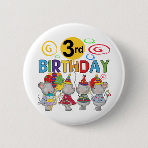 Mäuse 3. Geburtstag T - Shirt und Geschenke Button