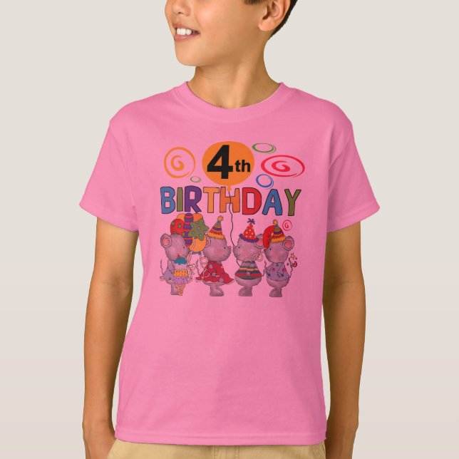 Mäuse 4. Geburtstag T - Shirt und Geschenke (Vorderseite)