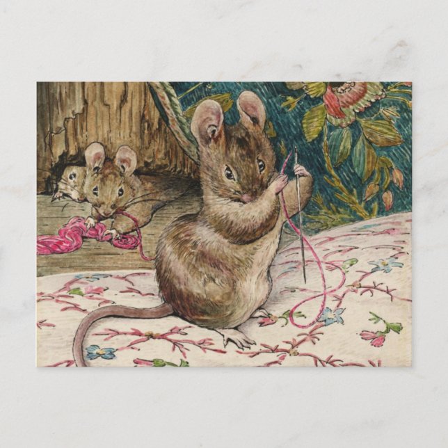 Mäuse am Arbeitsplatz - Beatrix Potter Postkarte (Vorderseite)