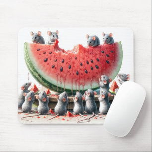 Mäuse auf einem Juicy Watermelon Wedge Mousepad