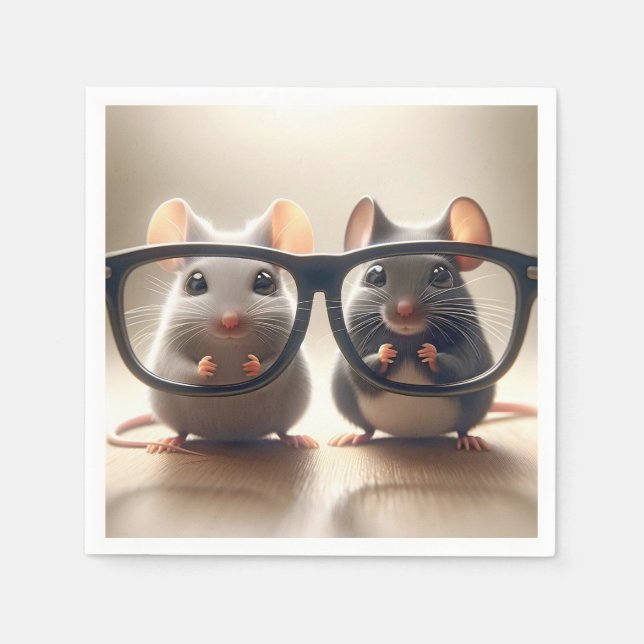Mäuse, die von hinter einer schwarzen Brille herbe Serviette (Vorderseite)