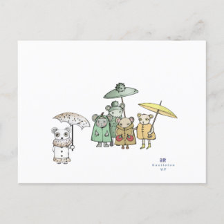 Mäuse im Regen Postkarte