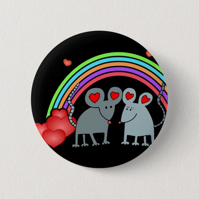 Mäuse in Liebe Valentine Button (Vorderseite)