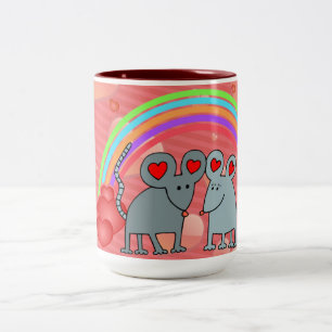 Mäuse in Liebesvalentinen Zweifarbige Tasse