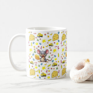 Mäuse Käse Katze Vogel Lastwagen Gelbe Sterne Tass Kaffeetasse