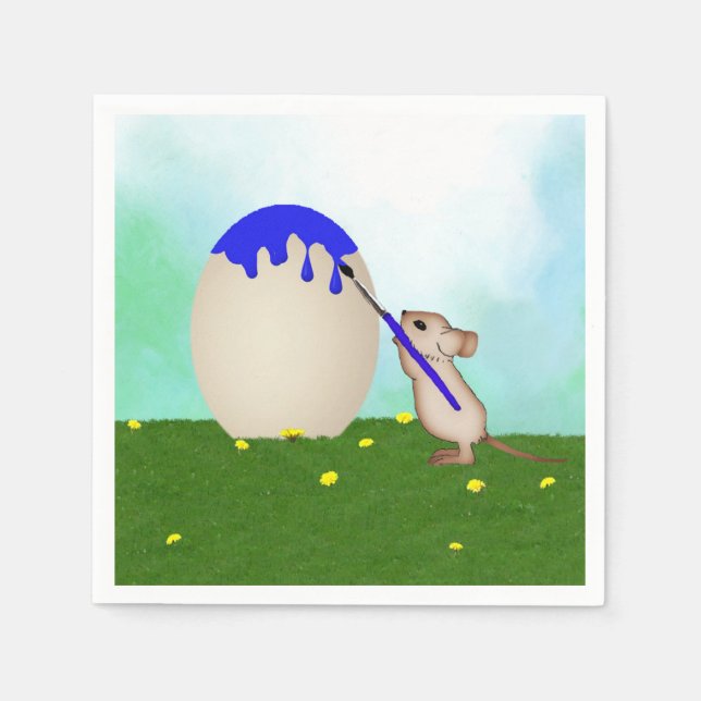 Mäuse Malerei eines Ostereis Papier Napkins Serviette (Vorderseite)
