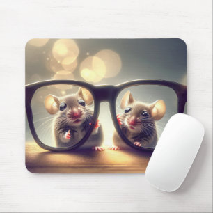 Mäuse mit einer überdachten schwarzen Brille Mousepad