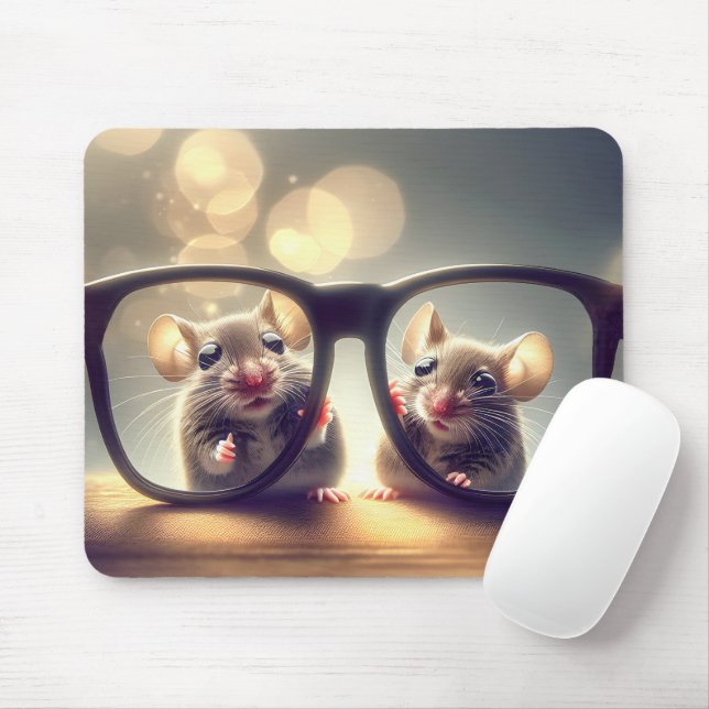 Mäuse mit einer überdachten schwarzen Brille Mousepad (Mit Mouse)