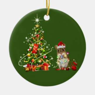 Mäuse mit Hut LIGHTS Weihnachten Keramik Ornament