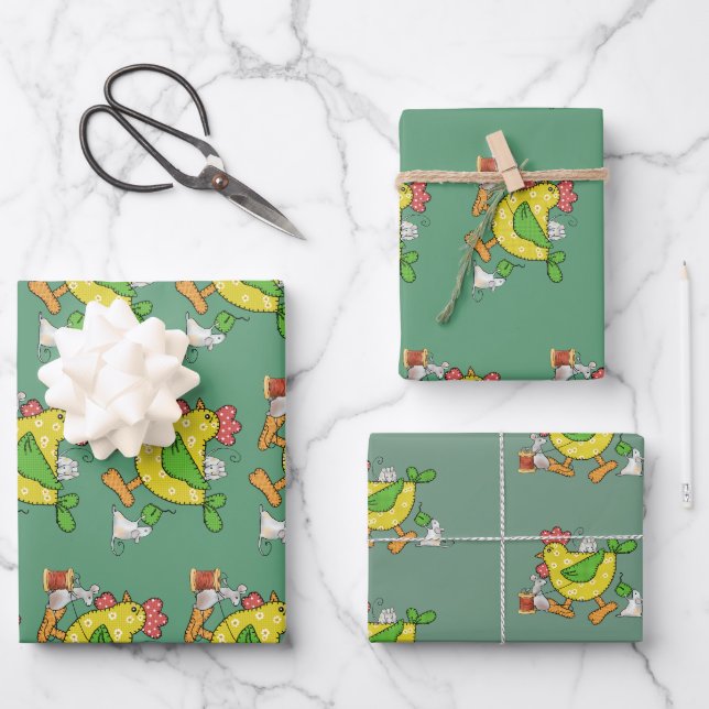 Mäuse näen Huhn  Geschenkpapier Set (Vorderseite)