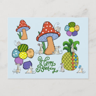 Mäuse nähen kunterbunt postkarte