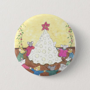 Mäuse um einen Käse Weihnachtsbaum Button