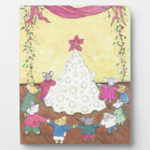 Mäuse um einen Käse Weihnachtsbaum Fotoplatte
