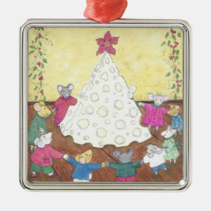 Mäuse um einen Käse Weihnachtsbaum Ornament Aus Metall
