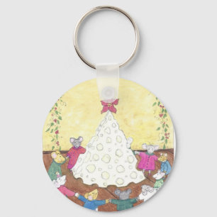 Mäuse um einen Käse Weihnachtsbaum Schlüsselanhänger