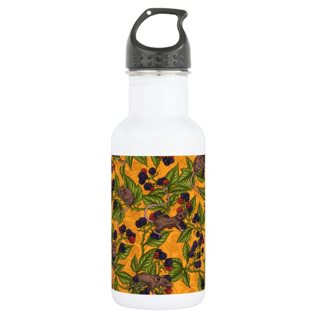 Mäuse und BlackBerry auf gelb Edelstahlflasche (Vorderseite)