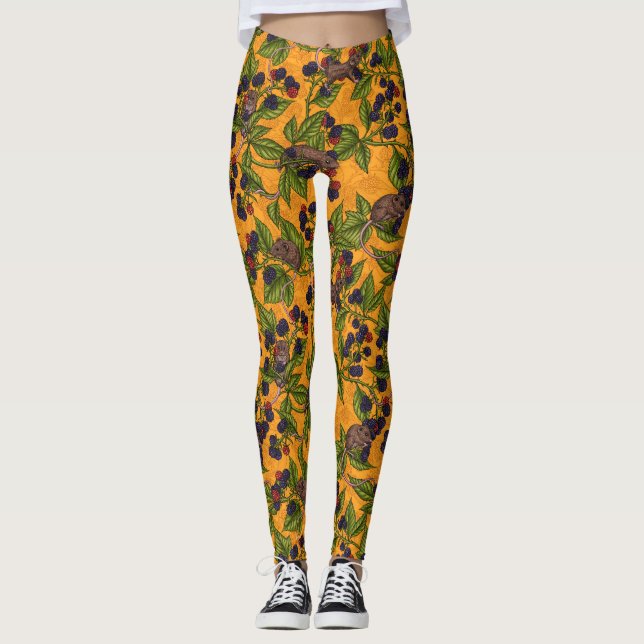 Mäuse und BlackBerry auf gelb Leggings (Vorderseite)